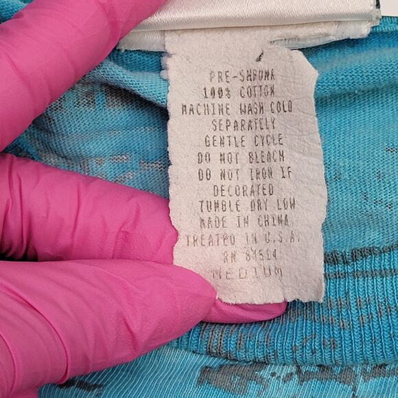 Vintage Y2K Ocean-Blue Cropped Shirt Medium 20x24 Blue Surfer - Picture 7 of 11